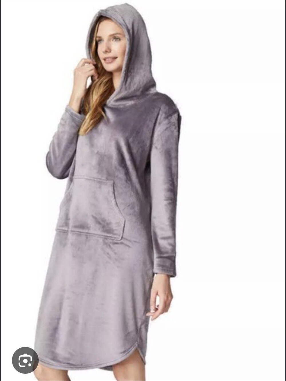 32 Degrees Plush Hooded Lounge Dress in Light Lavender